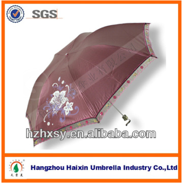 Slim Color-Coated Pongee Fabric Umbrella With Lace Edge